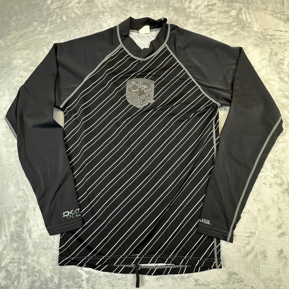 Dakine Rash Guard Mens Large‎ Black Striped Long Sleeve UV Protection Swim Shirt